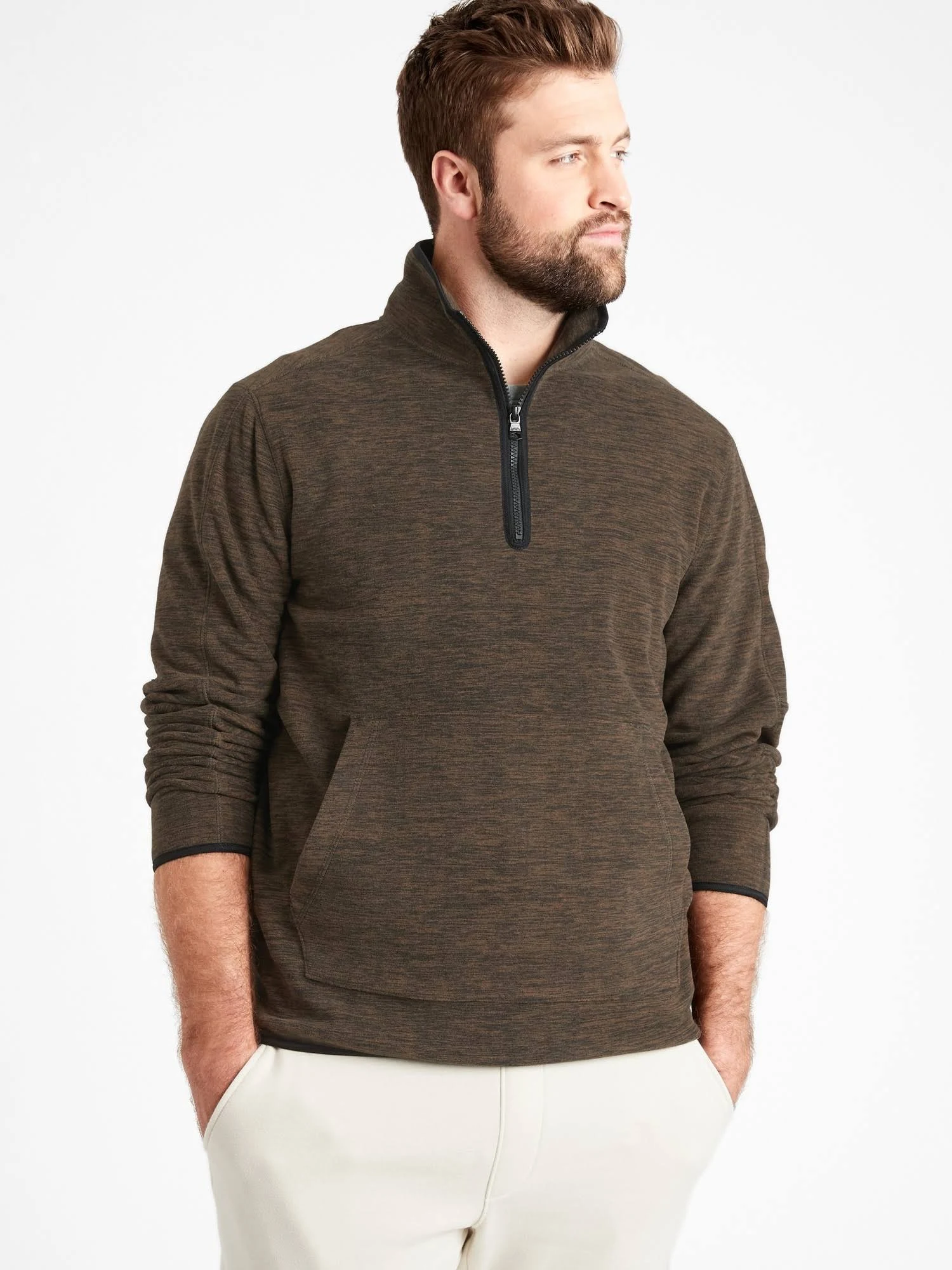 Banana Republic Men's Arctic Fleece Half-Zip Sweatshirt Olive Green Tall Size M