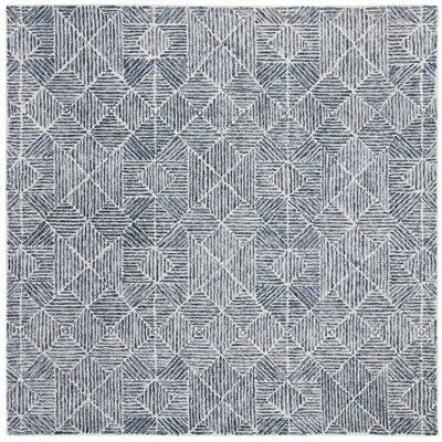 Deanda Geometric Handmade Tufted Wool Light Blue/Gray Area Rug Birch Lane Rug Size: Square 4&