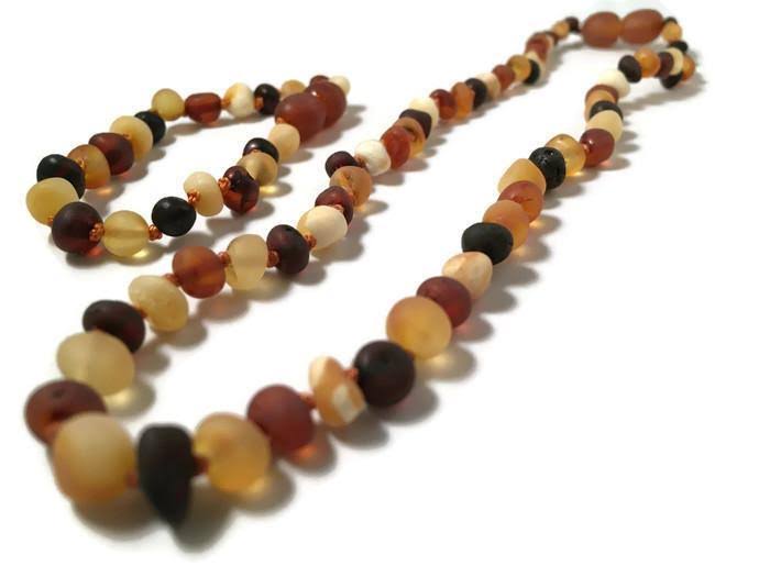 Fast Relief for Teething Baby Naturally 100% Baltic Amber! Raw Multi - 12.5x22 5 Months to 5 Years with Bracelet