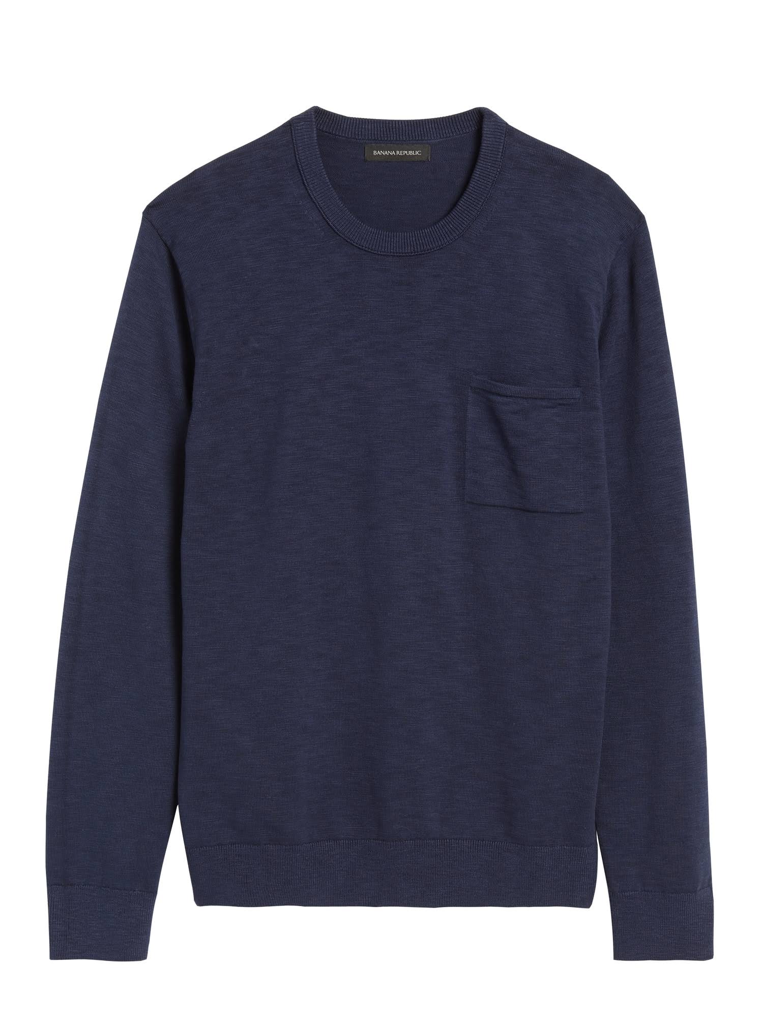 Banana Republic Men's Cotton Crew-Neck Sweater Navy Size XL