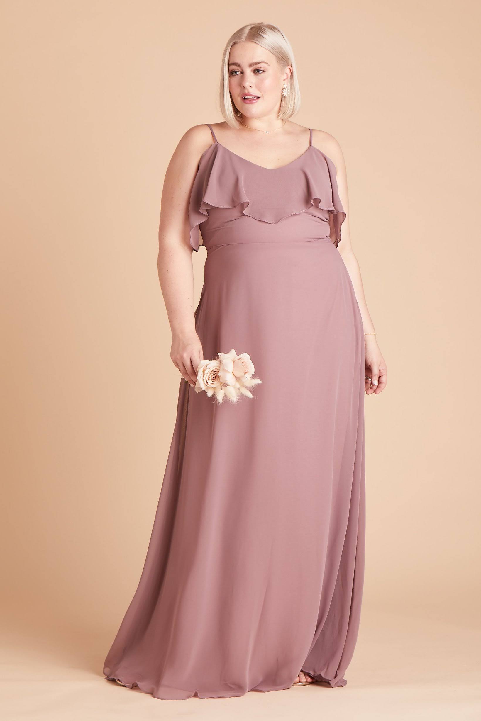 Birdy Grey Jane Plus Size Convertible Chiffon Bridesmaid Dress in Dark Mauve 3X / Dark Mauve / No Slit