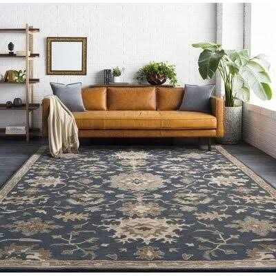 Charlton Home Willard Navy & Olive Area Rug - Rug Size: 2& x 3&
