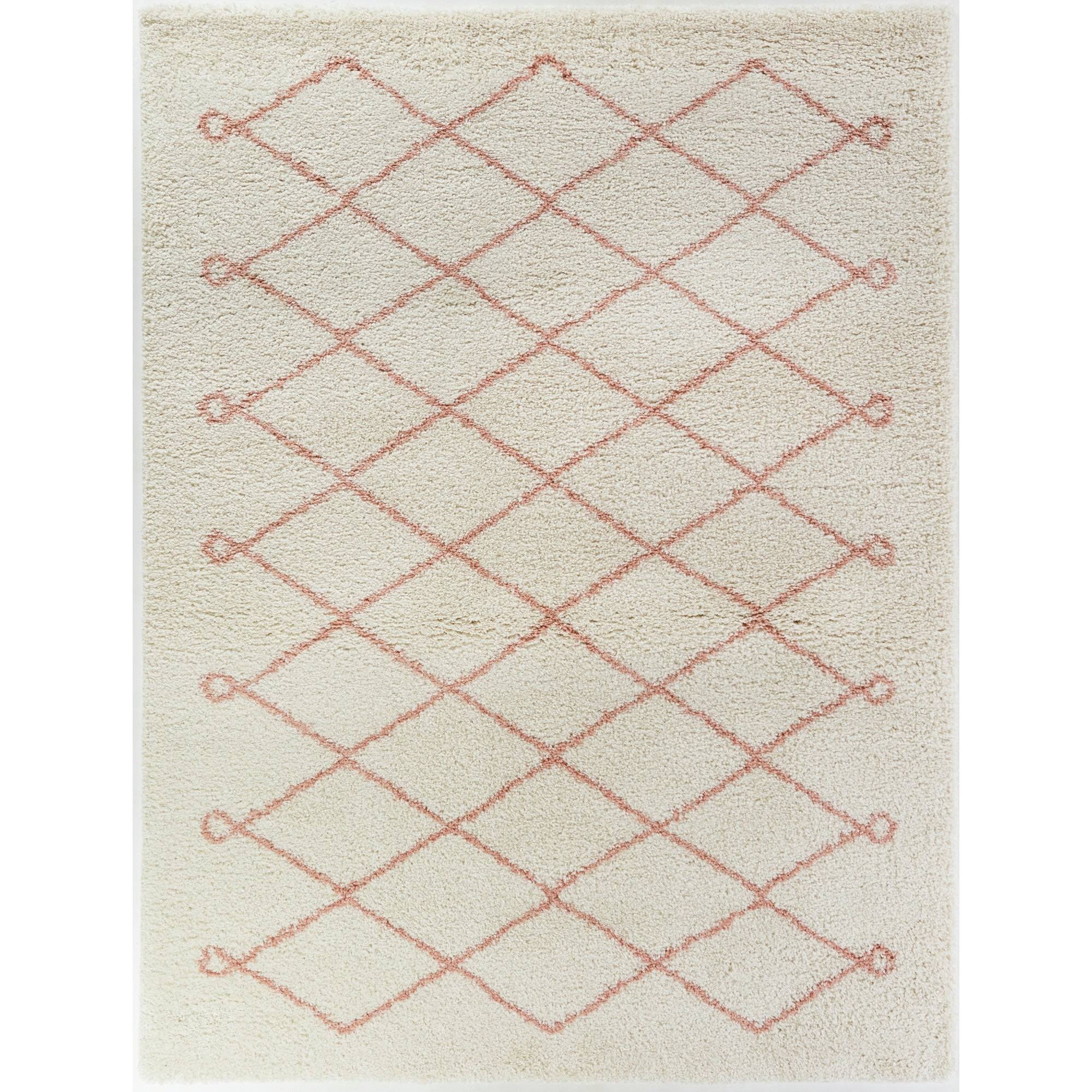 BALTA Mabelle Cream/Pink 8 ft. x 10 ft. Trellis Shag Area Rug