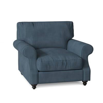 Huxley 39x22 Wide Down Cushion Armchair Birch Lane Body Fabric: Tina Airforce, Leg Color: Black Walnut