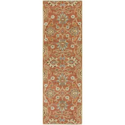 Arden Floral Handmade Tufted Wool Burnt Orange Area Rug Birch Lane Rug Size: Runner 3& x 12&