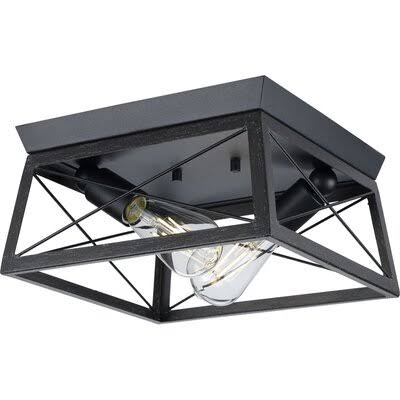 Kowalewski 2-Light 12x22 Flush Mount Birch Lane Fixture Finish: Black