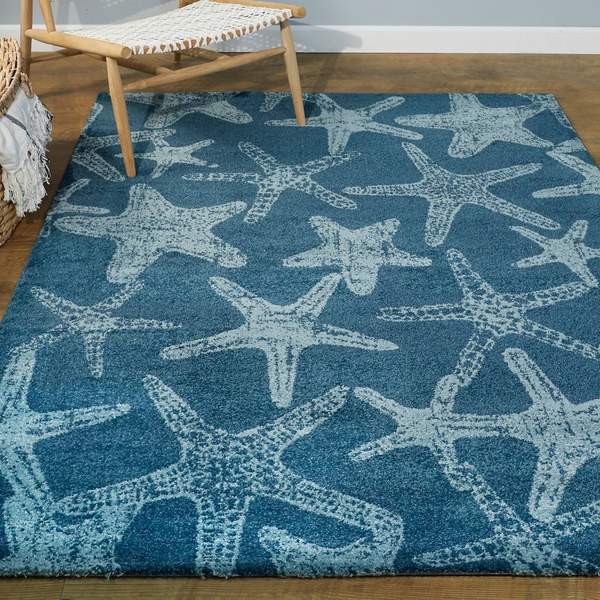 BALTA Leyton Blue 5 ft. x 7 ft. Starfish Print Area Rug