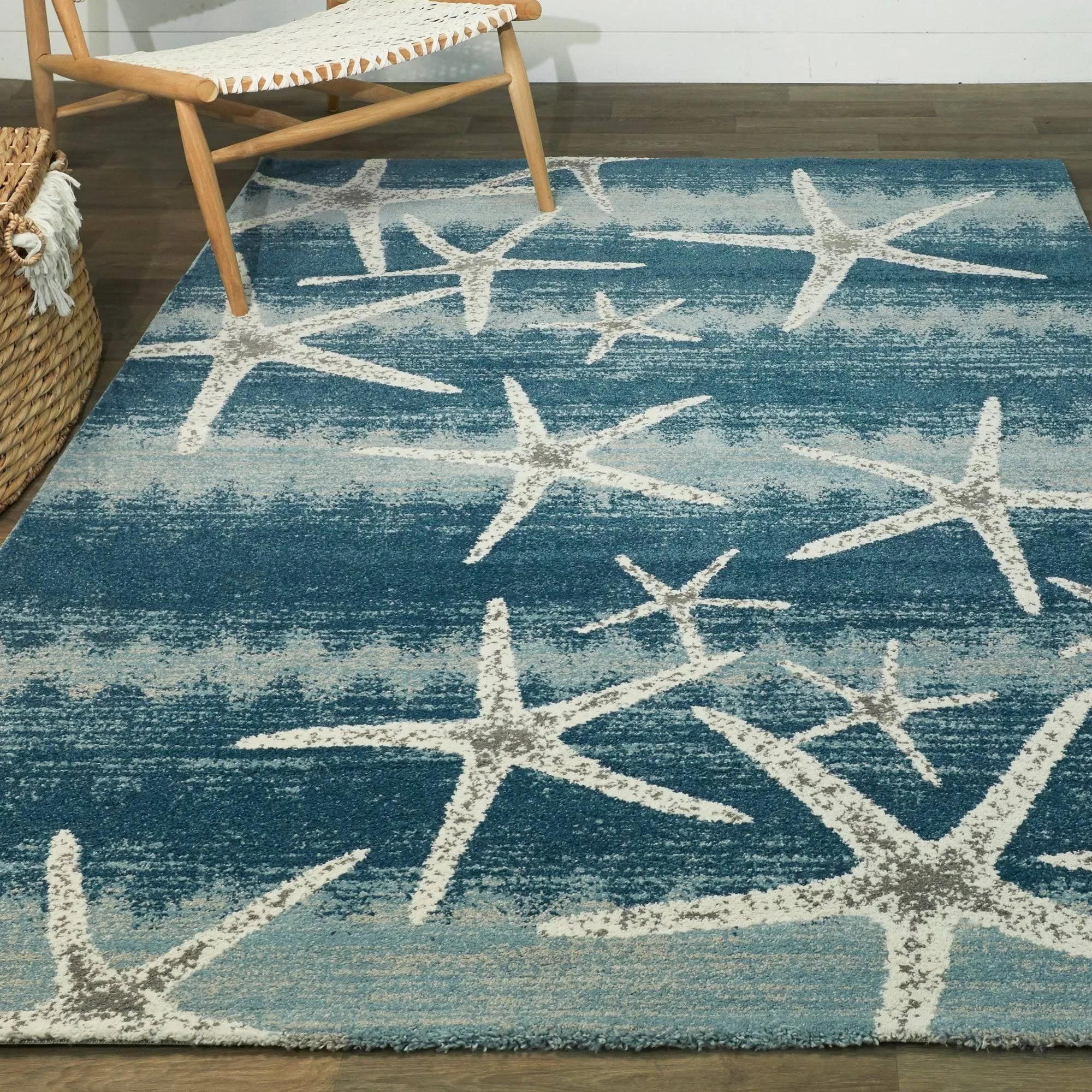 Martin Coastal Starfish Area Rug - 7&10x22 x 10& - Blue