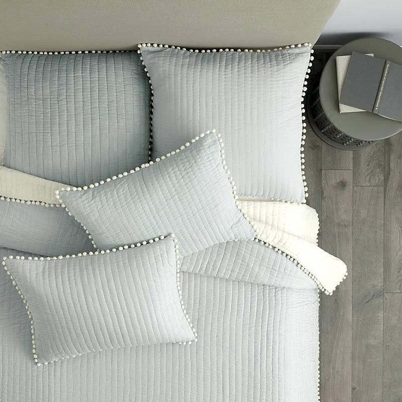 Audree Pom Pom Quilt Gray Queen - Ballard Designs