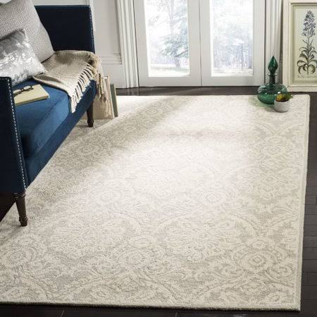 Amaris Damask Handmade Tufted Wool Ivory Area Rug Birch LANE? Rug Size: Square 6&