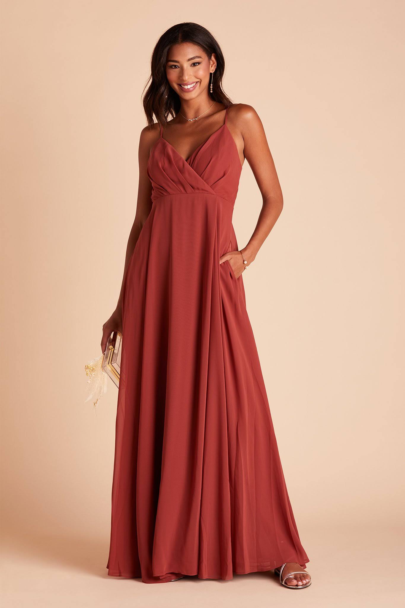 Birdy Grey Kaia Chiffon Bridesmaid Dress in Spice S / Spice