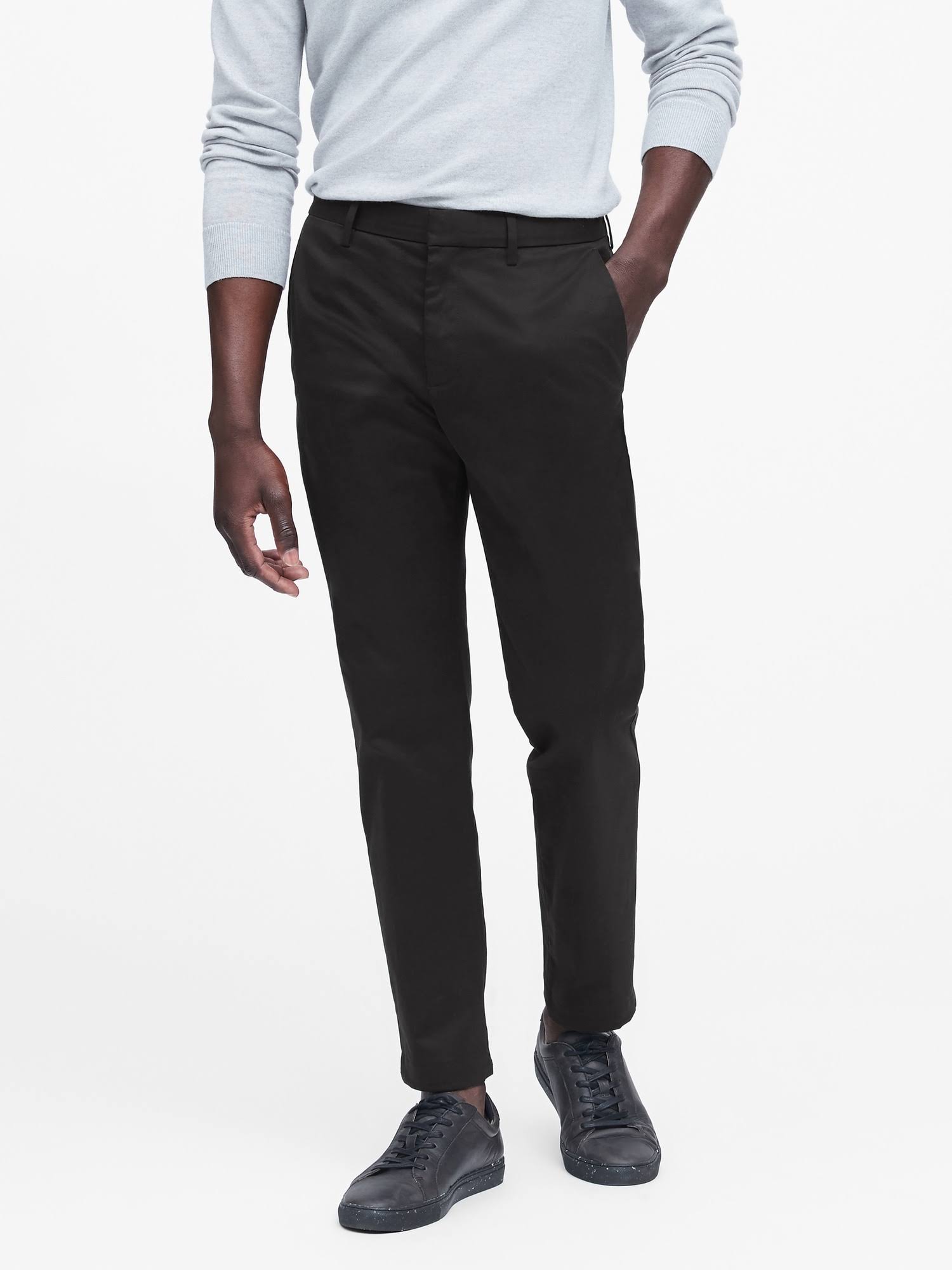 Banana Republic Men's Mason Athletic Tapered Rapid Movement Chino Pant Black Tall Size 34W 36L
