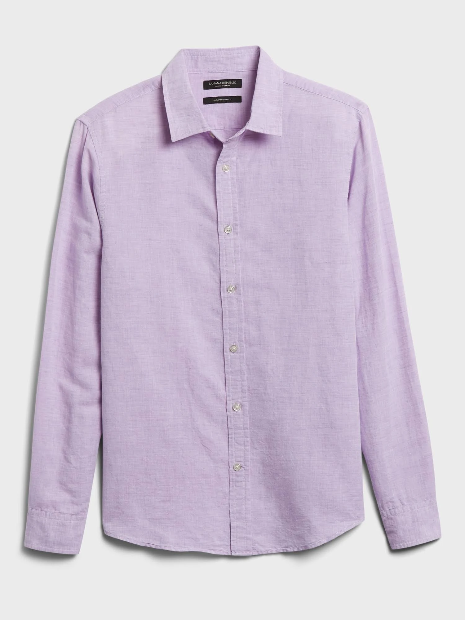 Banana Republic Men's Untucked Slim-Fit Linen-Cotton Shirt Classic Lavender Linen & Cotton Size XXL