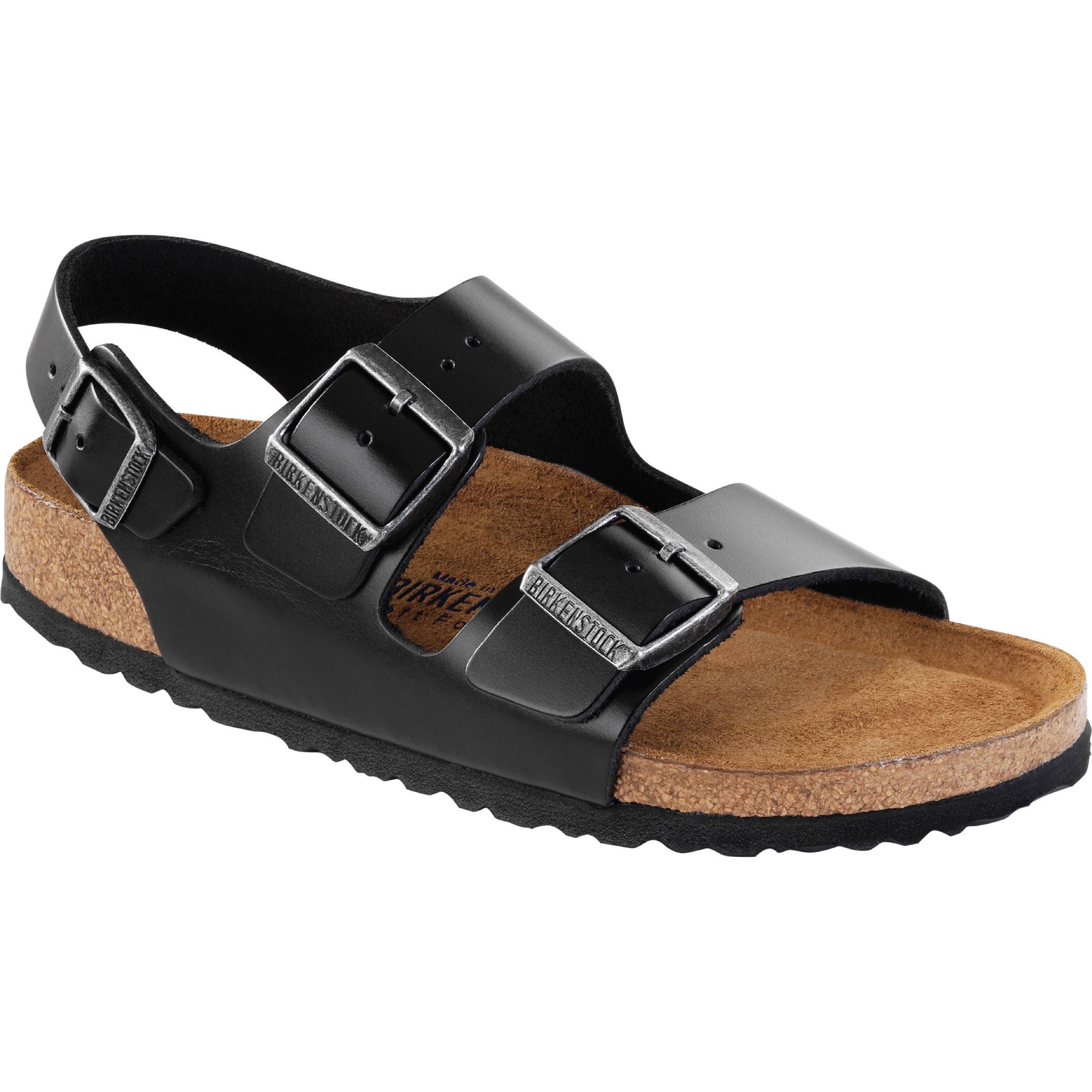 Birkenstock Milano Soft Footbed Sandal - 39 - Black Amalfi Leather