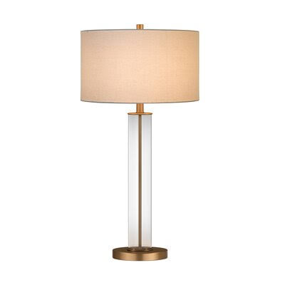 Skye 29.5x22 Table Lamp Base Color: Gold/Clear, Shade Color: White