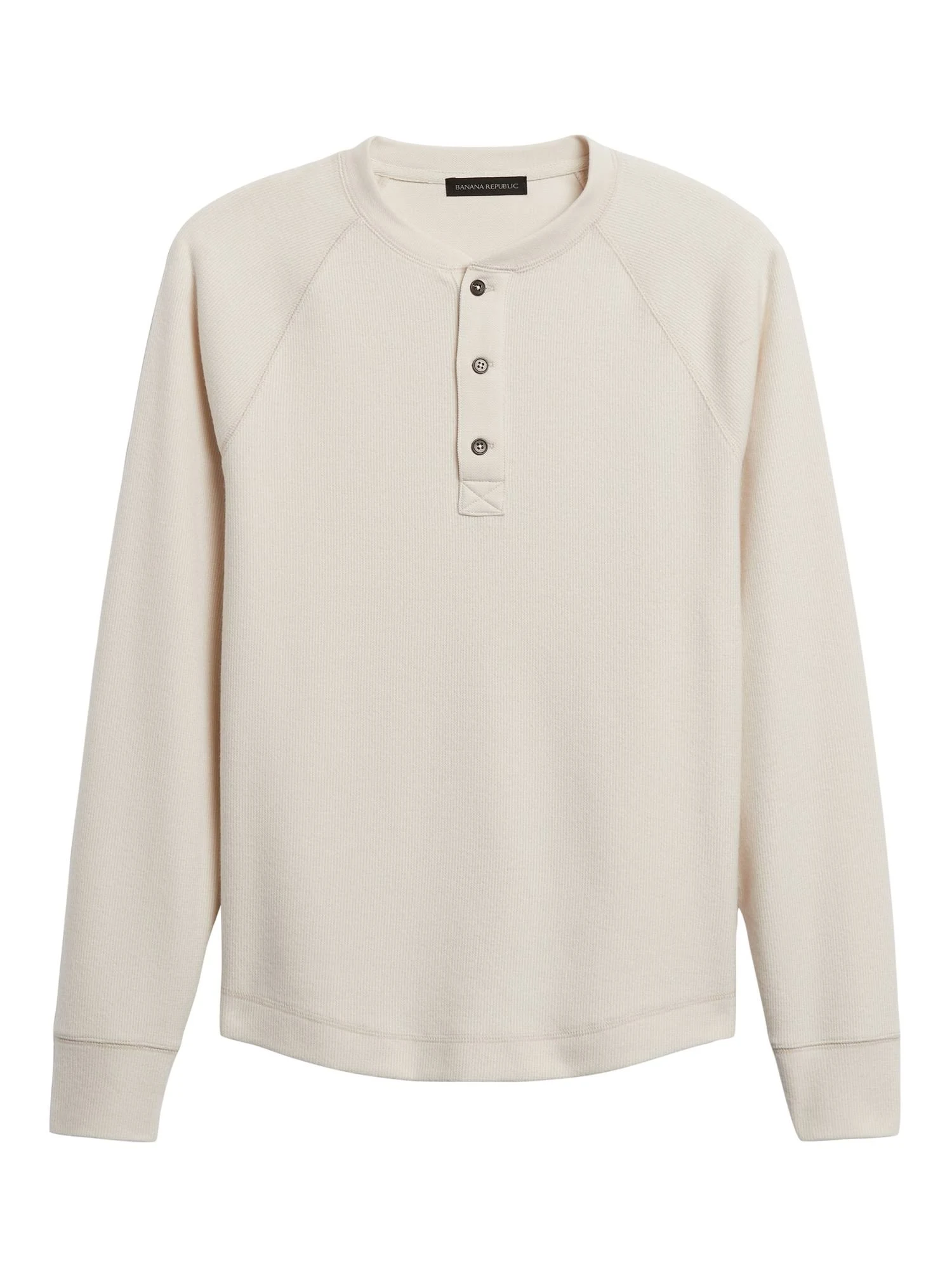 Banana Republic Men's Brushed Waffle-Knit Henley T-Shirt Transition Cream White Size XL