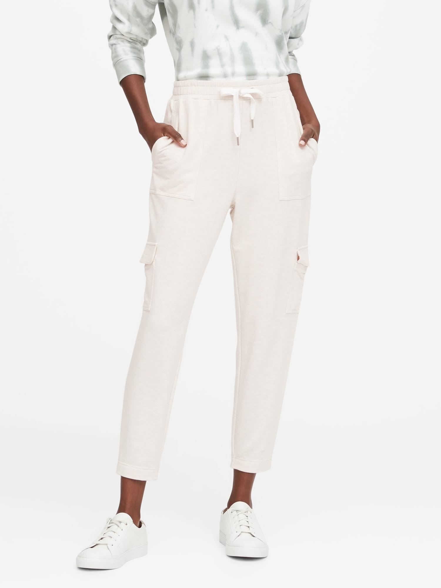 Banana Republic Women's Cargo Jogger Knit Pant Oatmeal Heather Size XS