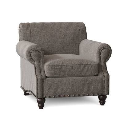 Landry 40x22 Wide Down Cushion Armchair Birch Lane Body Fabric: Sustain Dursky Charcoal, Nailhead Detail: Old Gold Spotted
