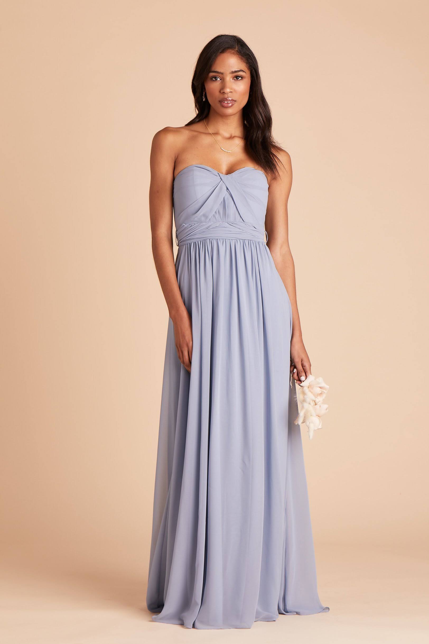 Birdy Grey Grace Convertible Chiffon Bridesmaid Dress in Dusty Blue M / Dusty Blue / No Slit