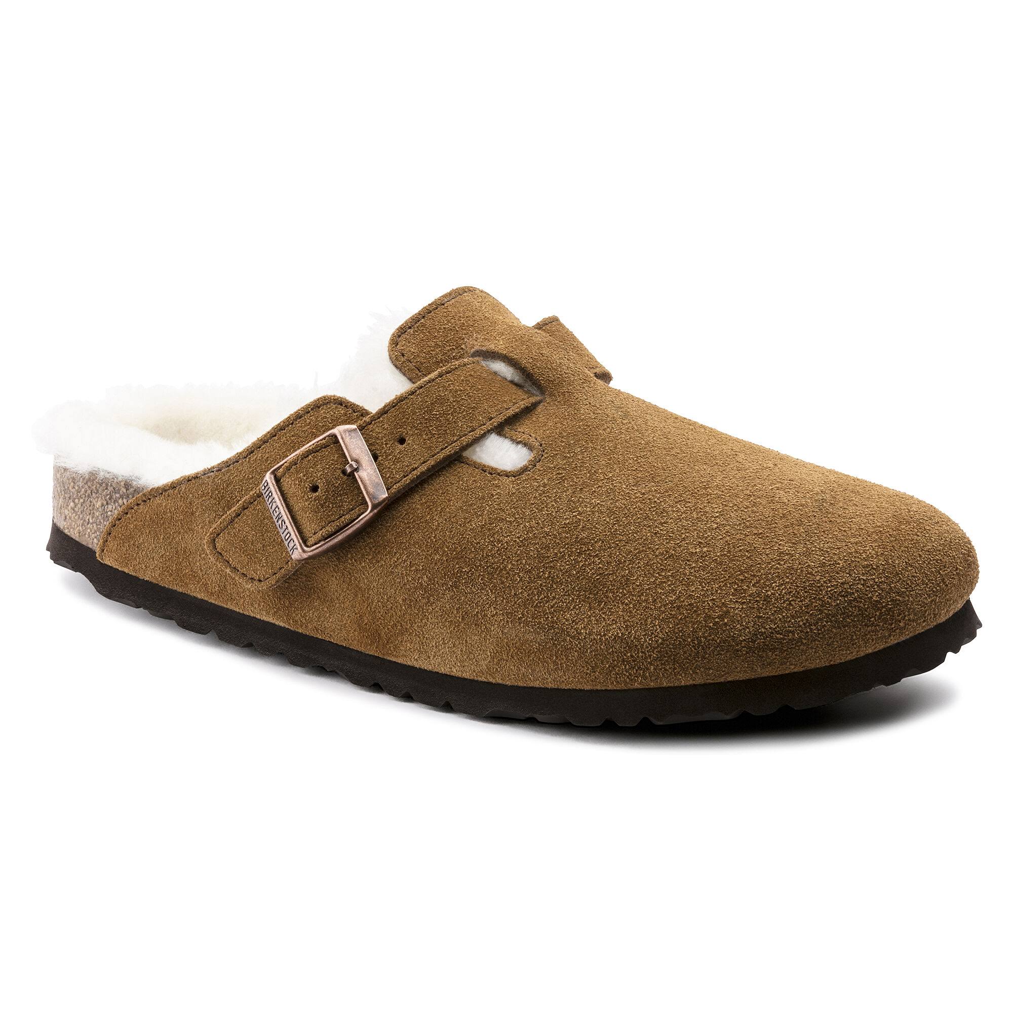Birkenstock &Boston VL Shearling& Suede Slides - Brown - Slippers