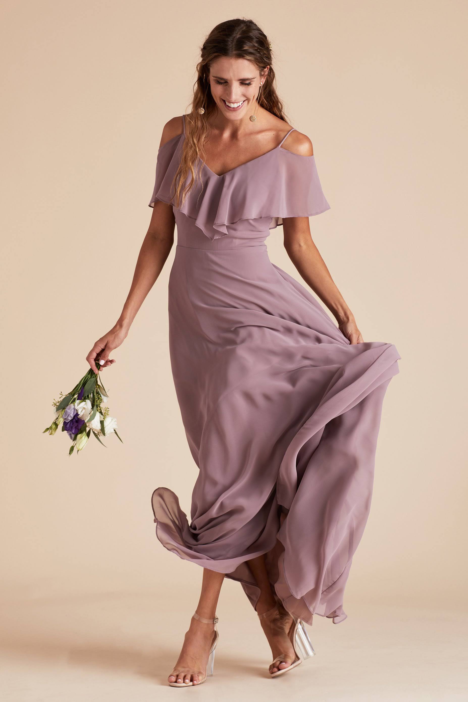 Birdy Grey Jane Convertible Chiffon Bridesmaid Dress in Dark Mauve L / Dark Mauve / No Slit
