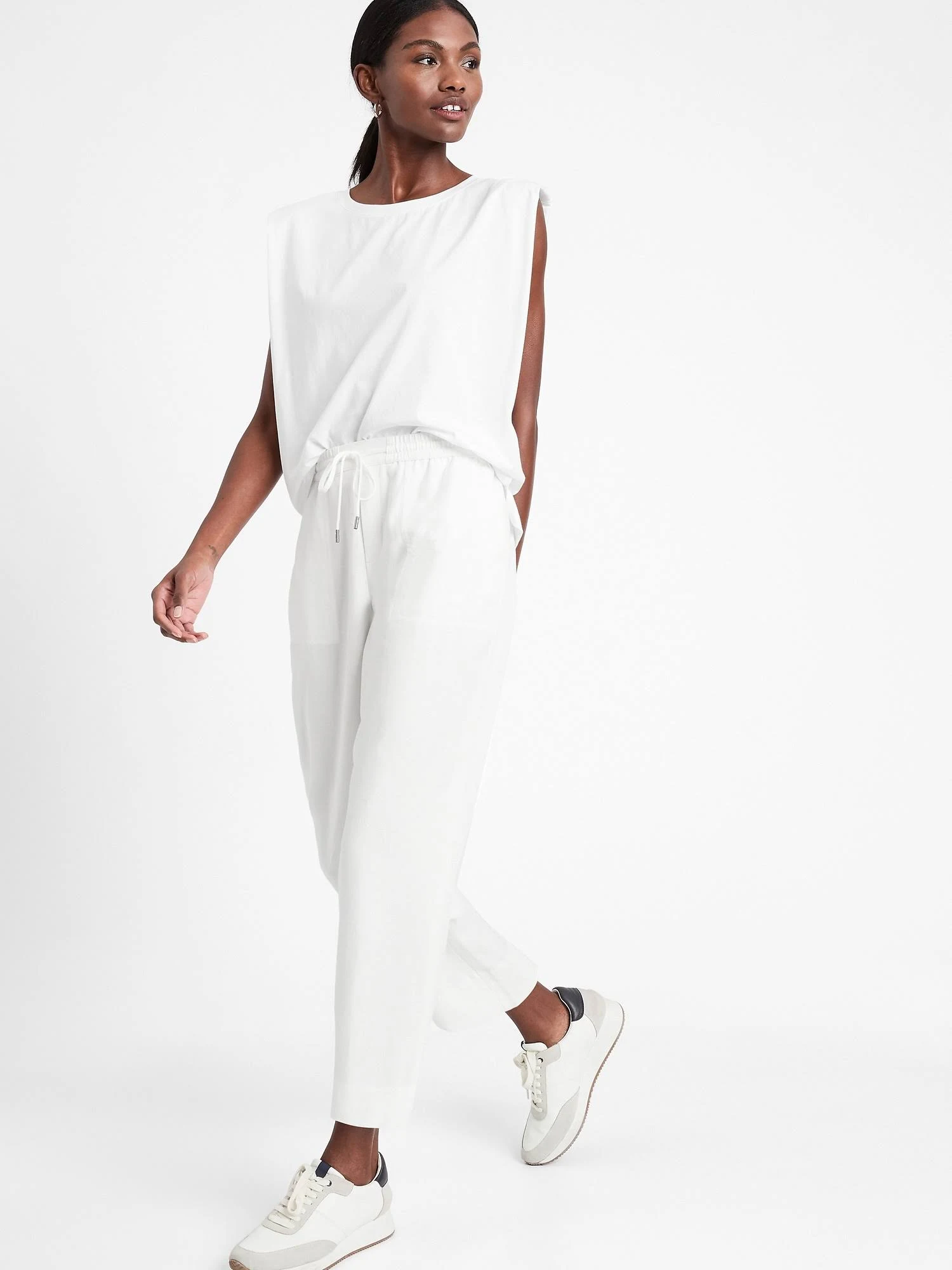 Banana Republic Women's Slim Tencel -Linen Pant White Size L