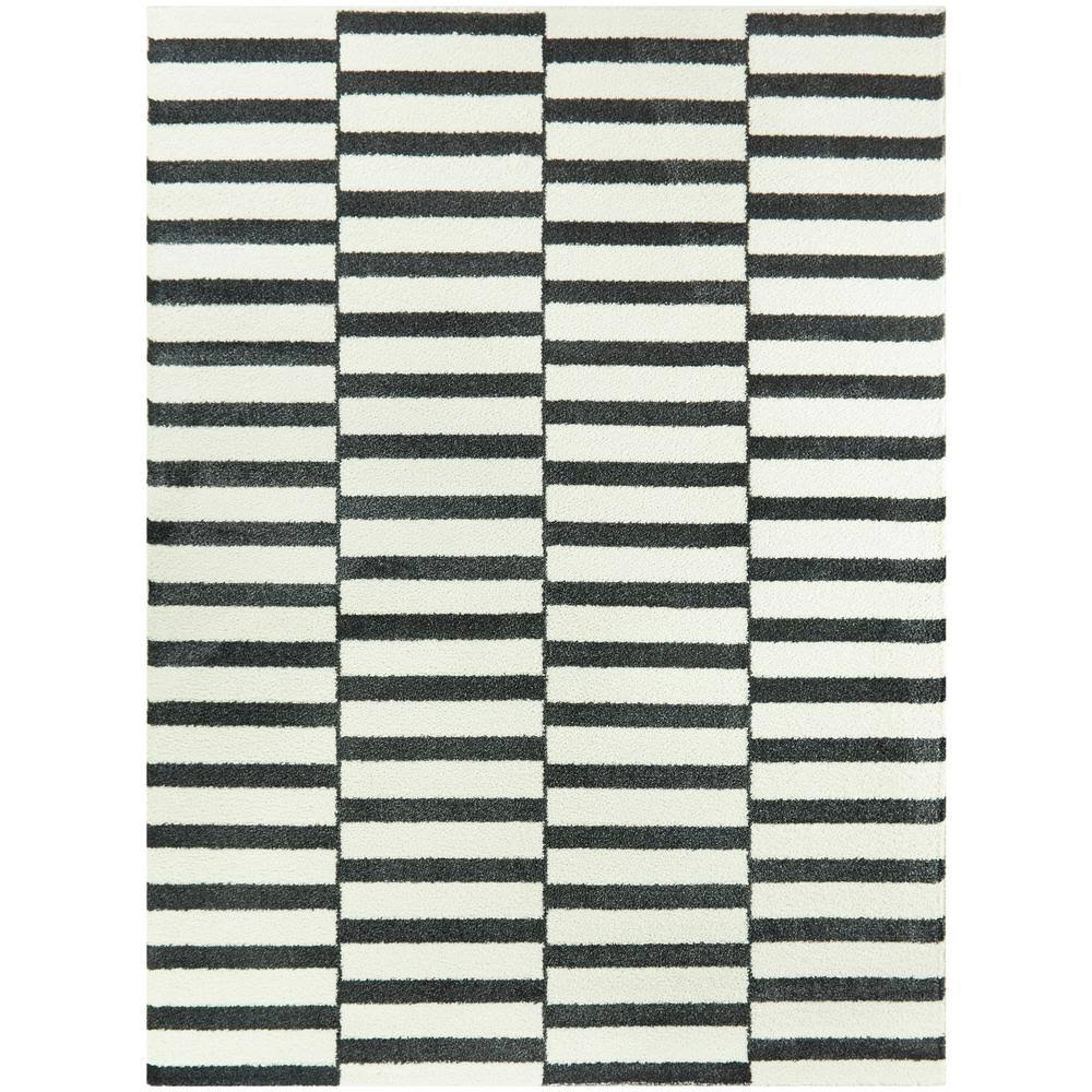 BALTA Dewey Striped Black 5 ft. x 7 ft. Area Rug