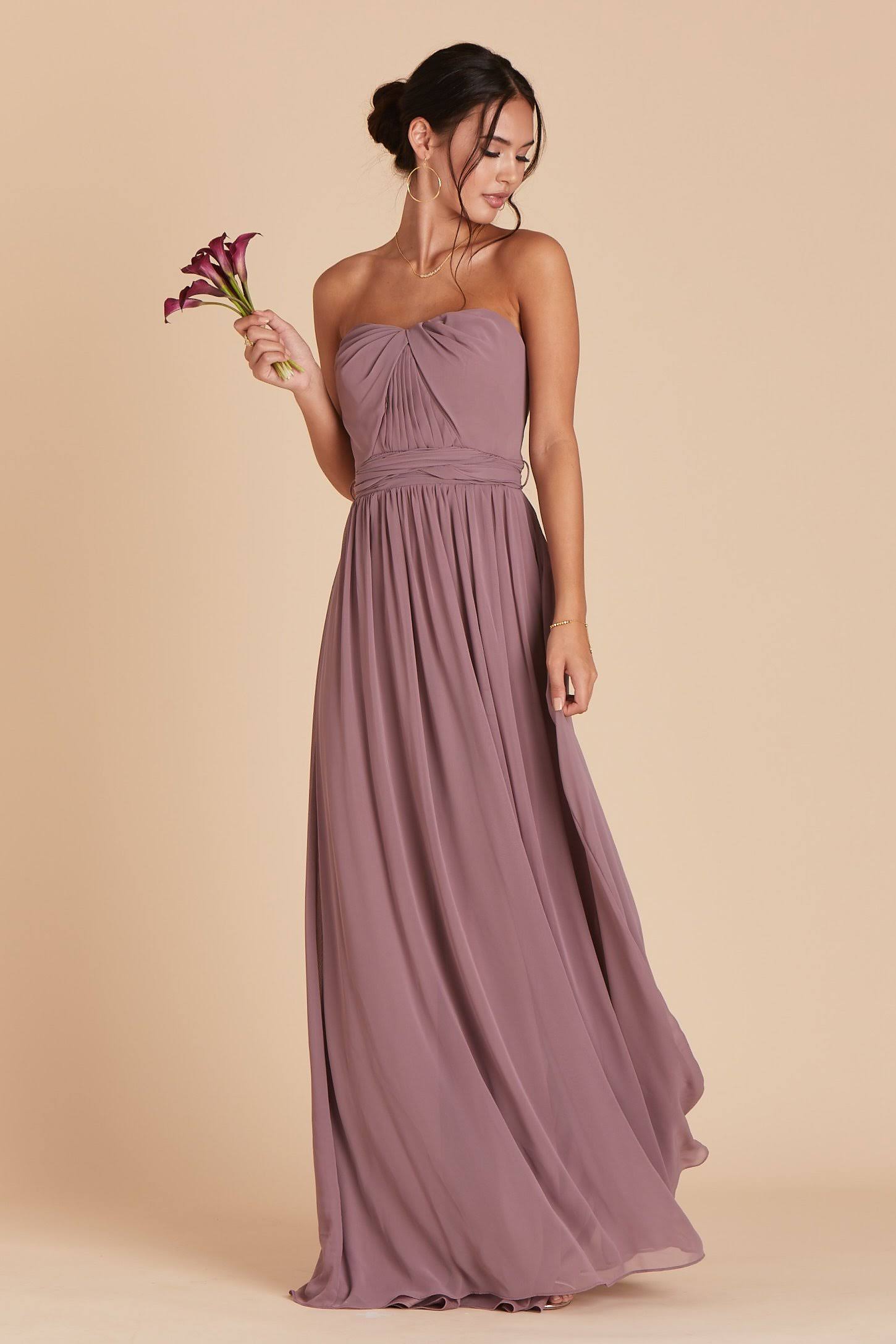 Birdy Grey Grace Convertible Chiffon Bridesmaid Dress in Dark Mauve Xs / Dark Mauve / No Slit