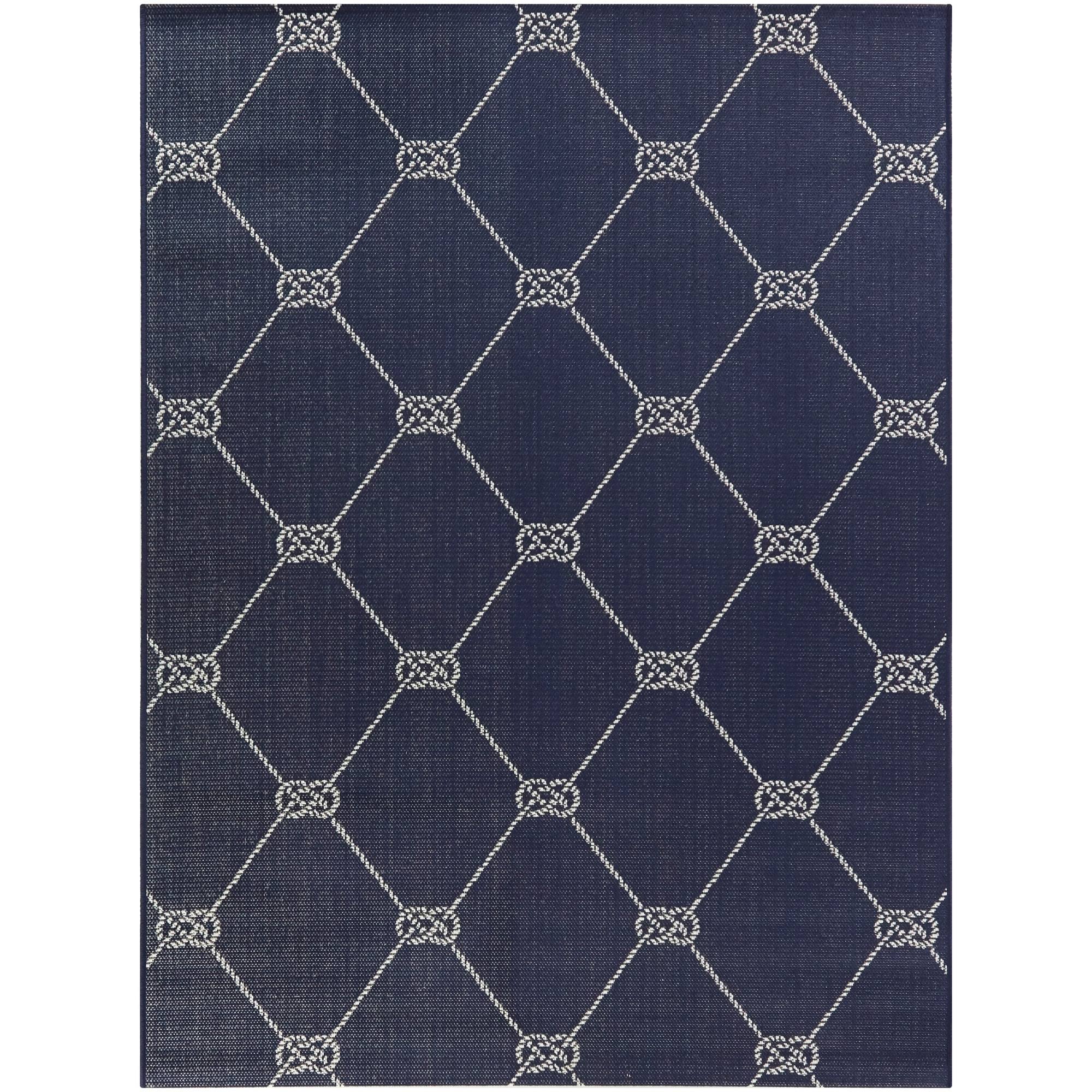 SARGENT Nautical Trellis Indoor/Outdoor Area Rug - 5&3x22 x 7& - Navy