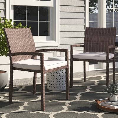 Brighton Stacking Patio Dining Chair with Cushion Color: Grey