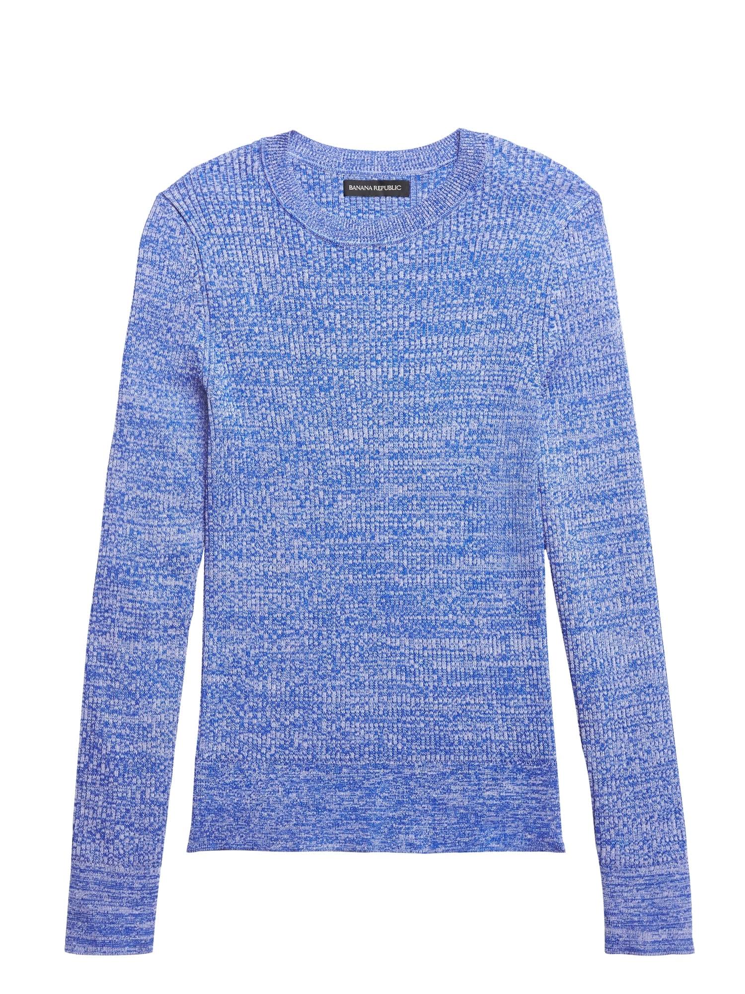 Banana Republic Women's Stretch Cotton Crew-Neck Sweater Dark Blue Heather Size XS