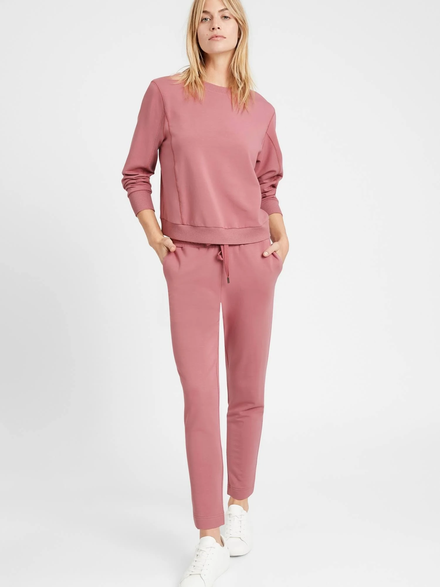 Banana Republic Women's French Terry Jogger Dusty Pink Calliandra Size XL