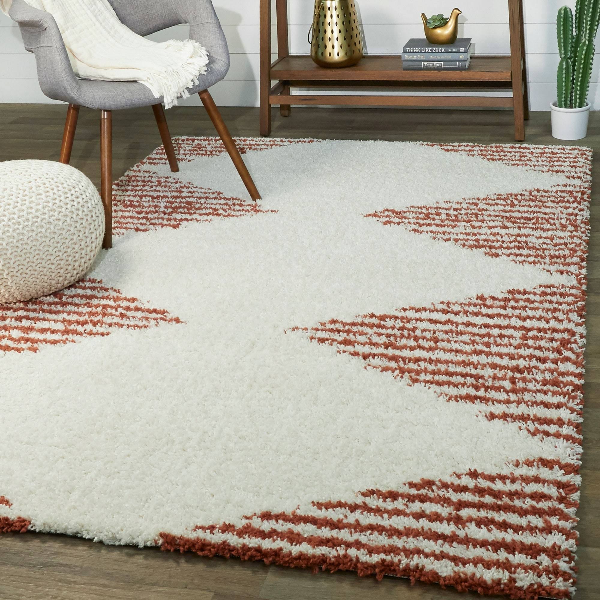 BALTA Hughes Burnt Orange 8 ft. x 10 ft. Striped Shag Area Rug