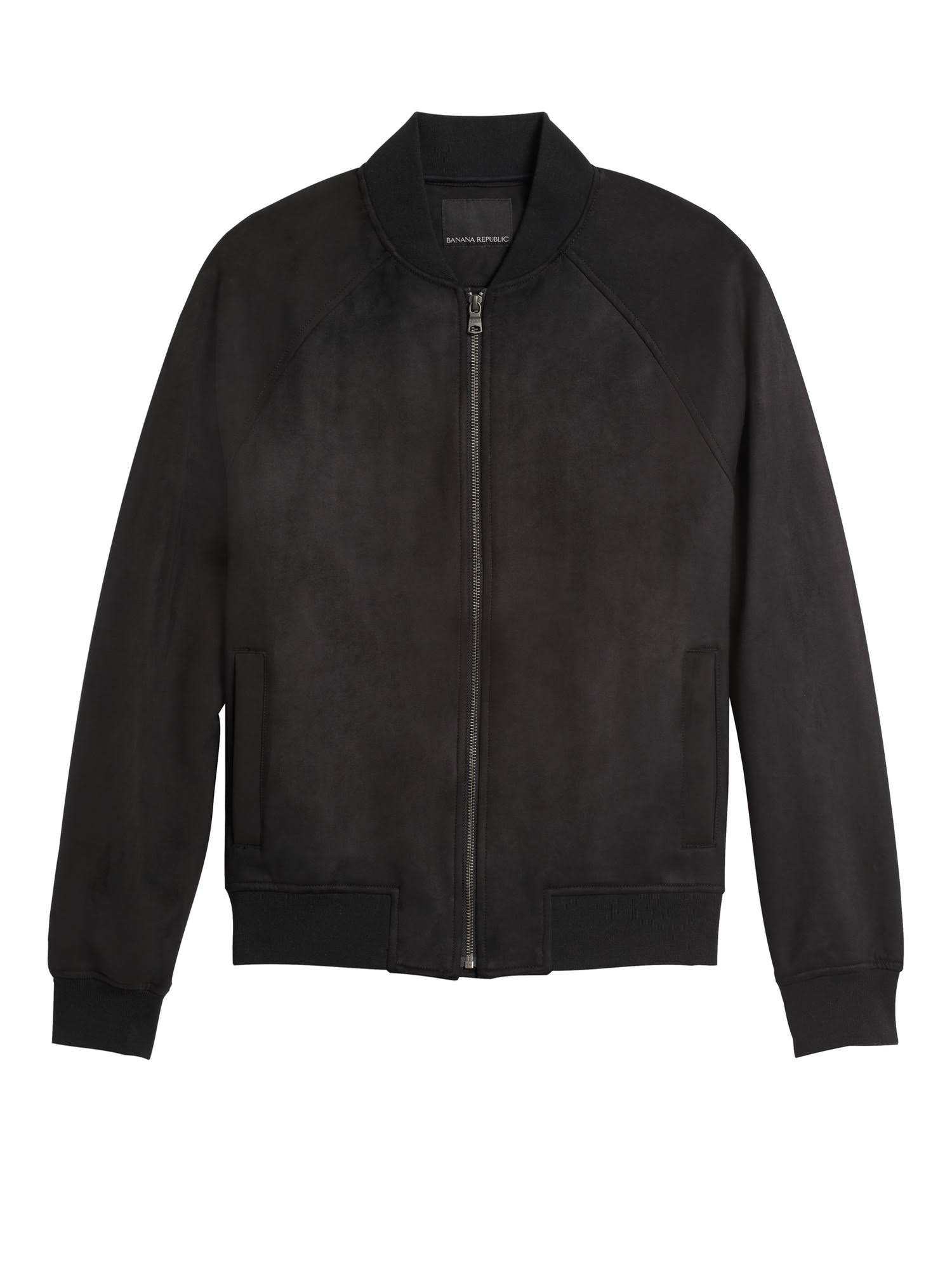 Banana Republic Men's Vegan Suede Bomber Jacket Black Big and Tall Size XXL