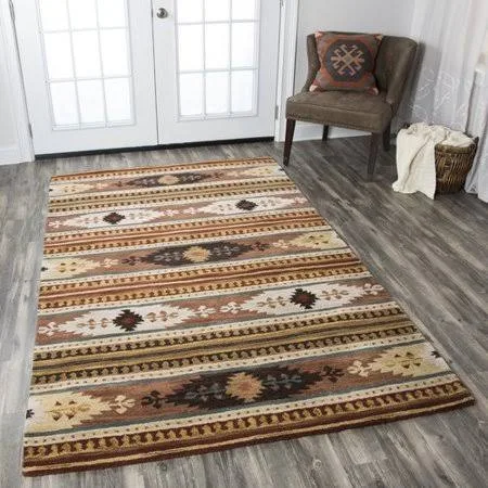 Millwood Pines Early Hand-Woven Wool Area Rug, Size: Rectangle 9& x 12&, Brown