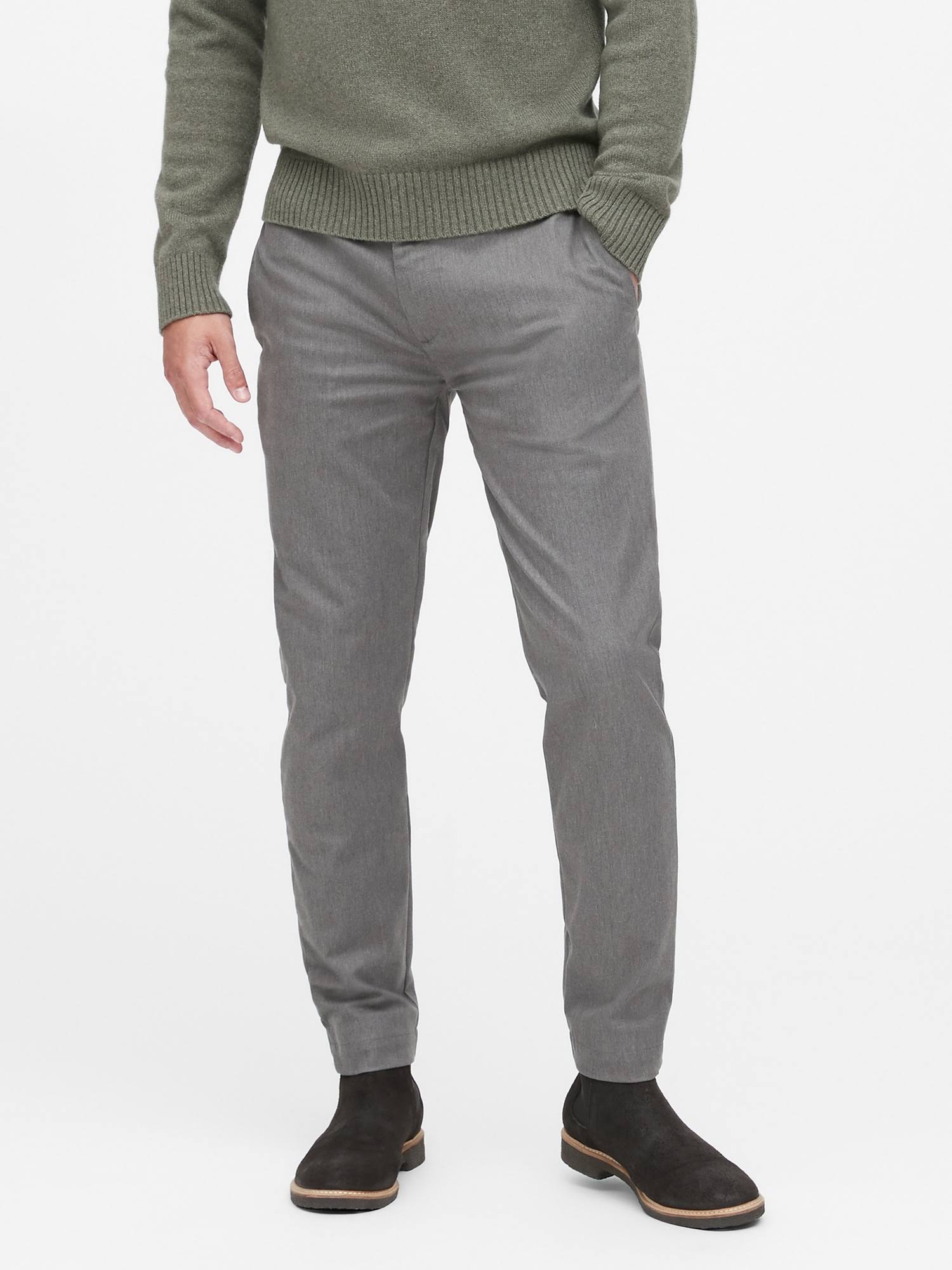 Banana Republic Men's Mason Athletic Tapered Rapid Movement Chino Pant Marble Gray Big and Tall Size 38W 36L