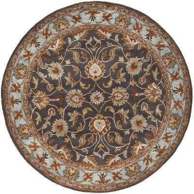 Massima Oriental Handmade Tufted Wool Charcoal Area Rug Birch Lane Rug Size: Round 4&