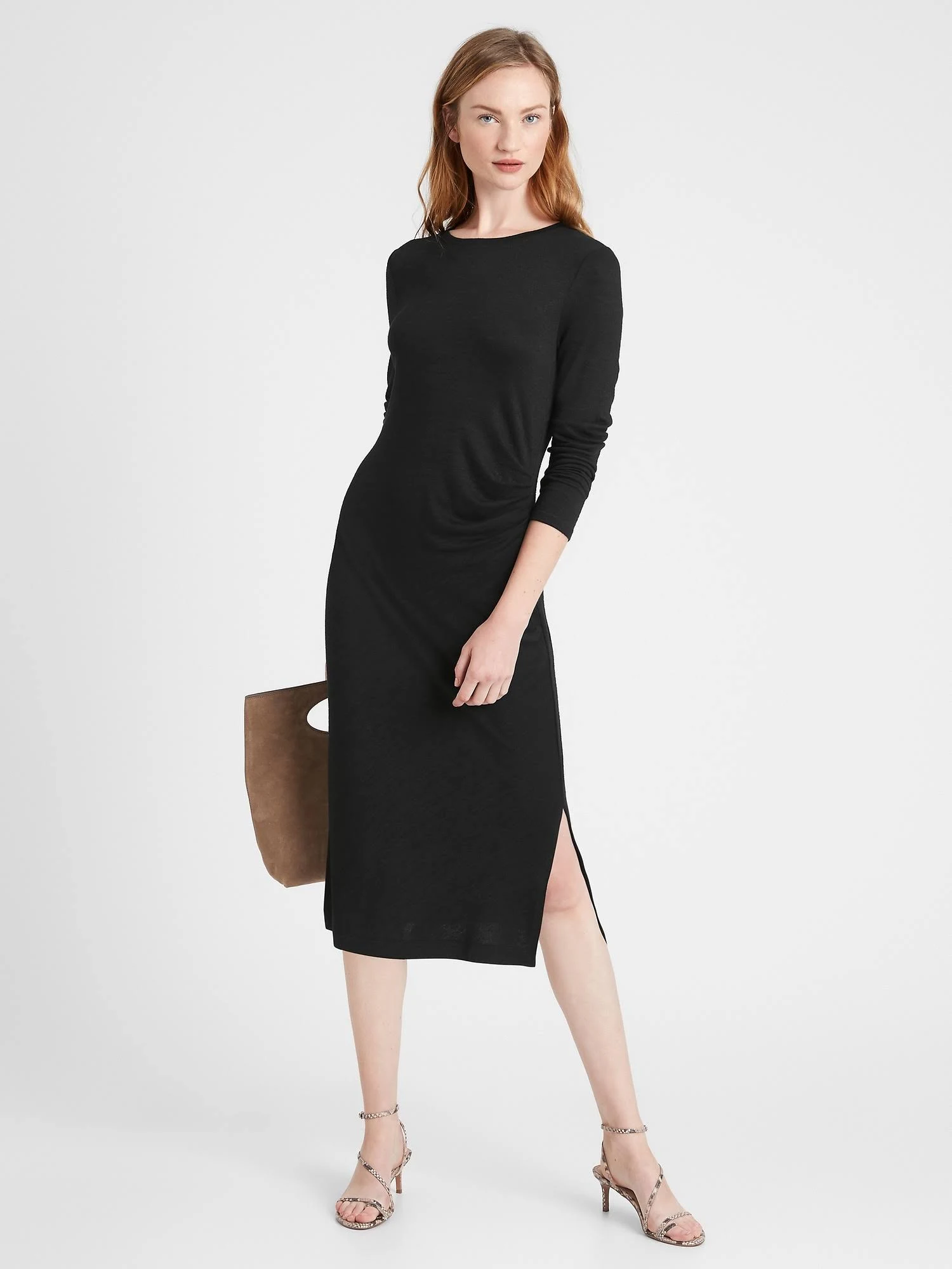 Banana Republic Women's Luxespun Side-Ruched Dress Black Size L