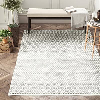 Tennie Geometric Handmade Flatweave Cotton Gray Area Rug Wrought Studio Rug Size: Rectangle 6& x 9&