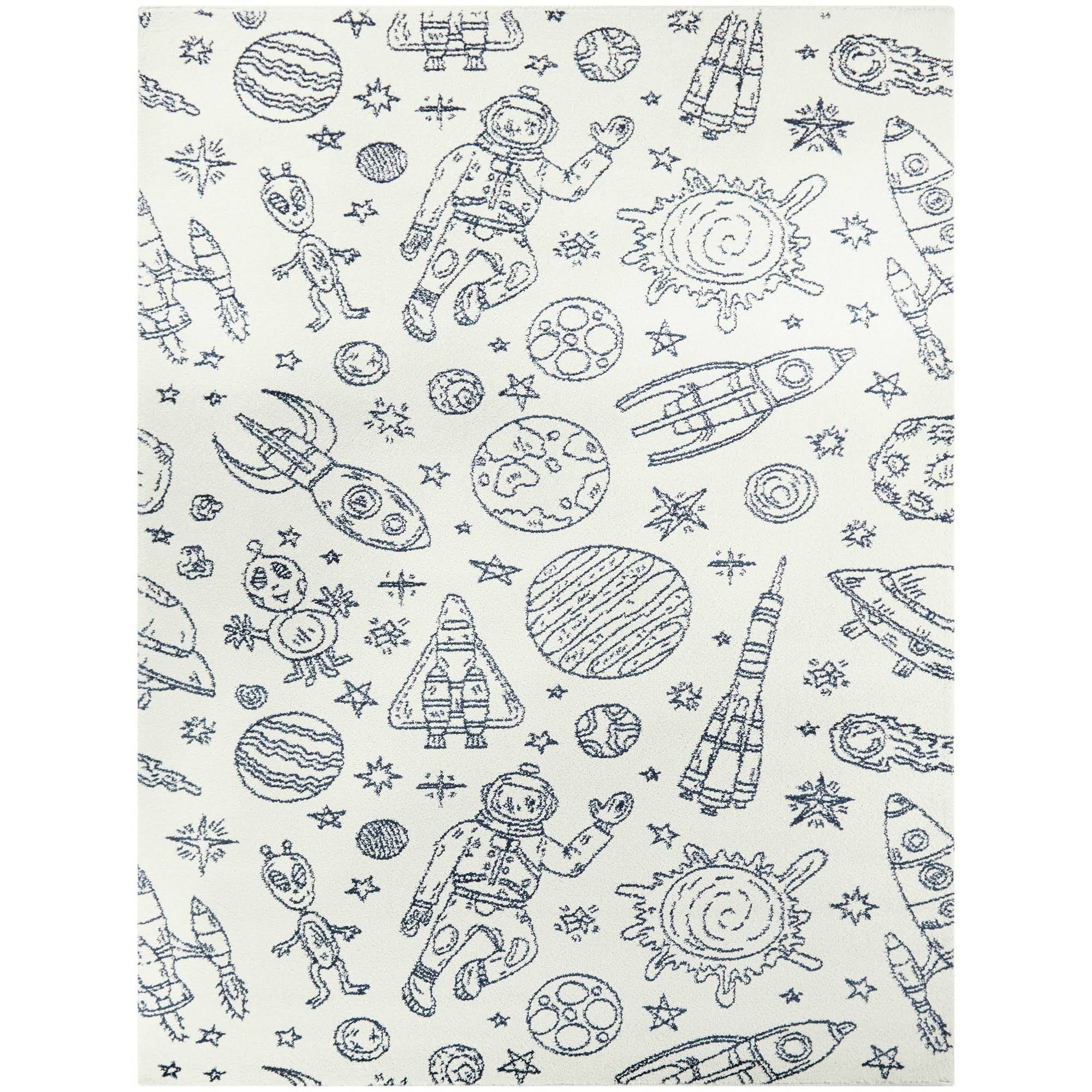 BALTA Space Rockets White 5 ft. x 7 ft. Area Rug