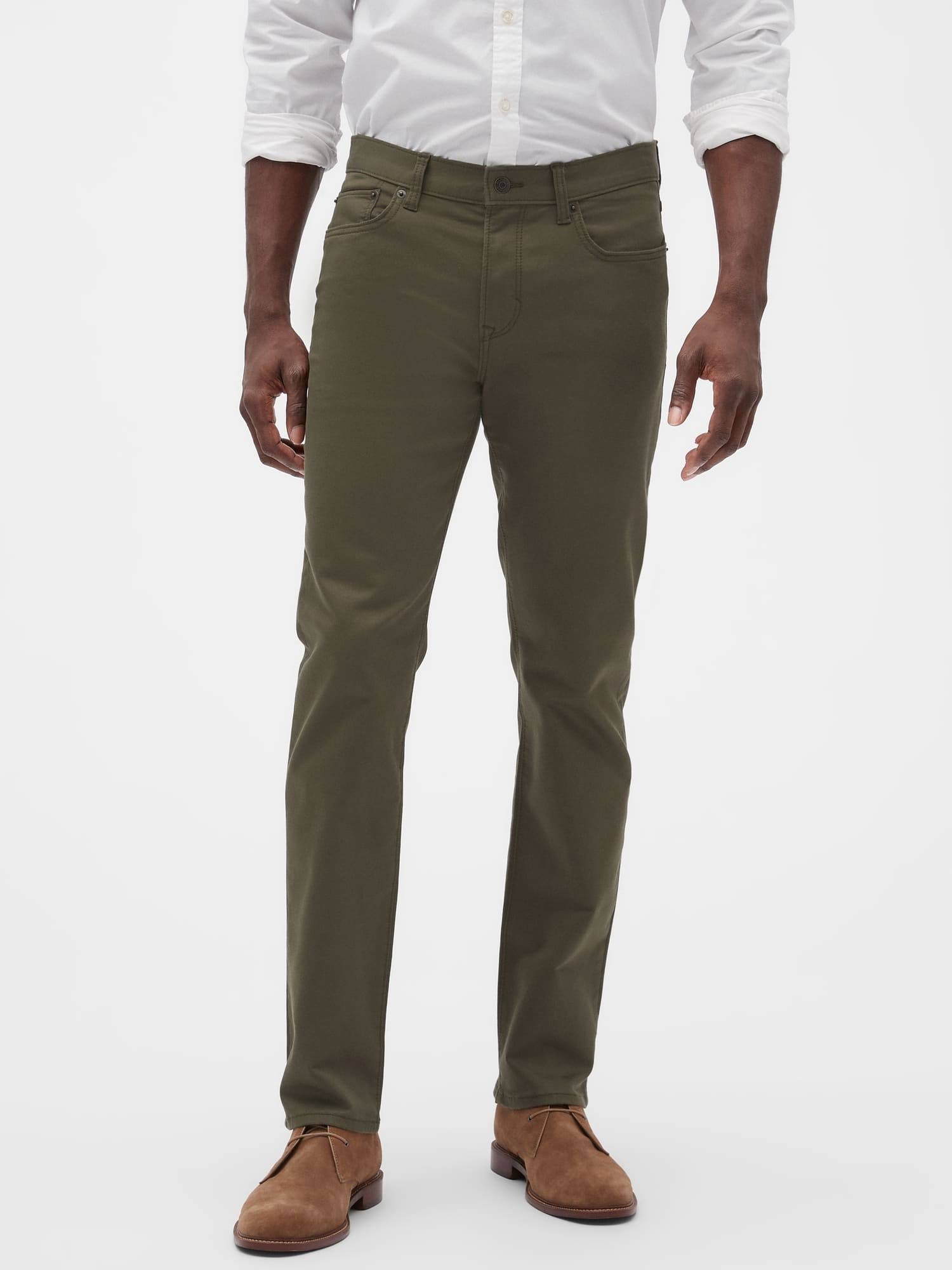 Banana Republic Factory Men's Slim-Fit Travel Jean Rich Olive Regular Size 32W