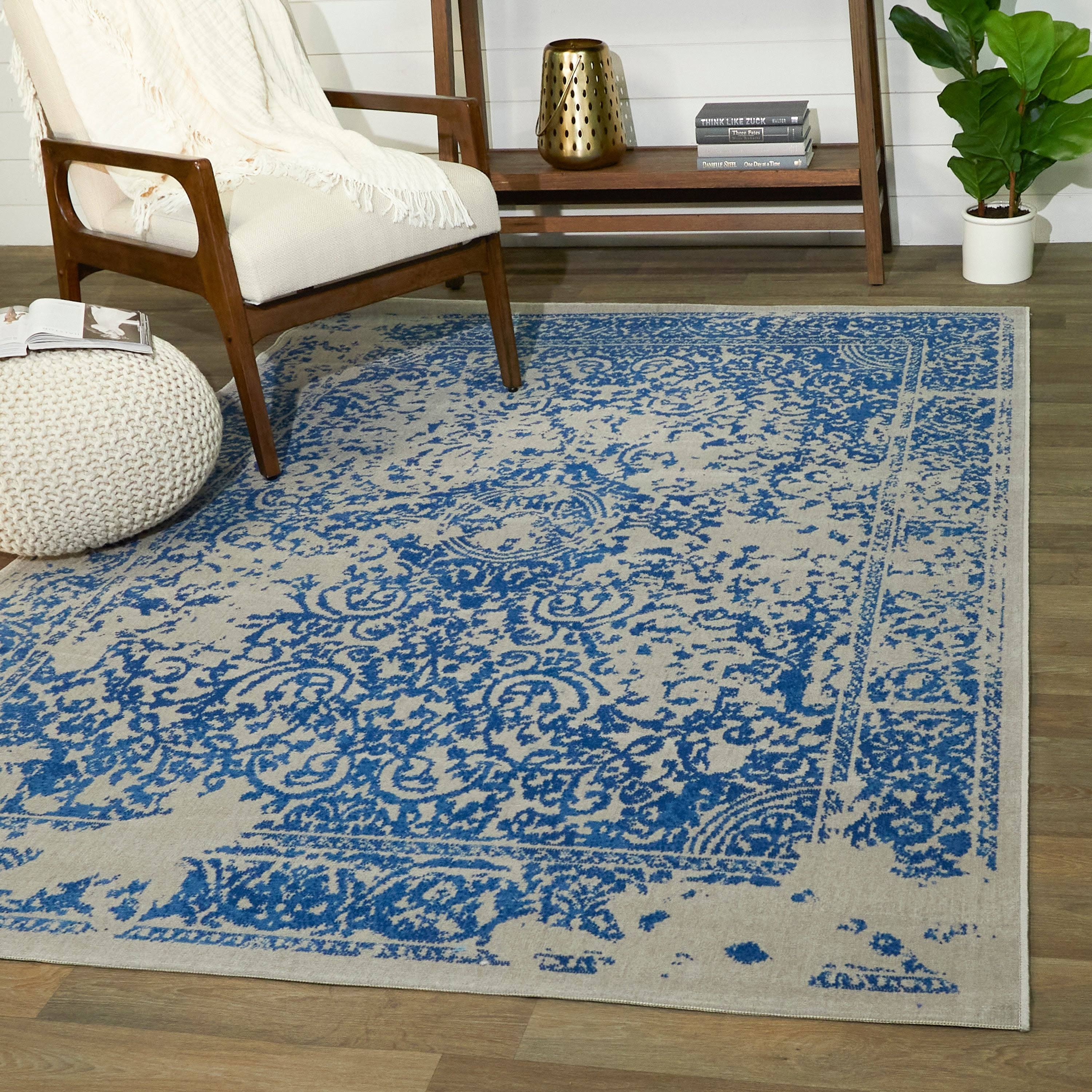 BALTA Inaya Blue 5 ft. x 7 ft. Indoor/Outdoor Area Rug