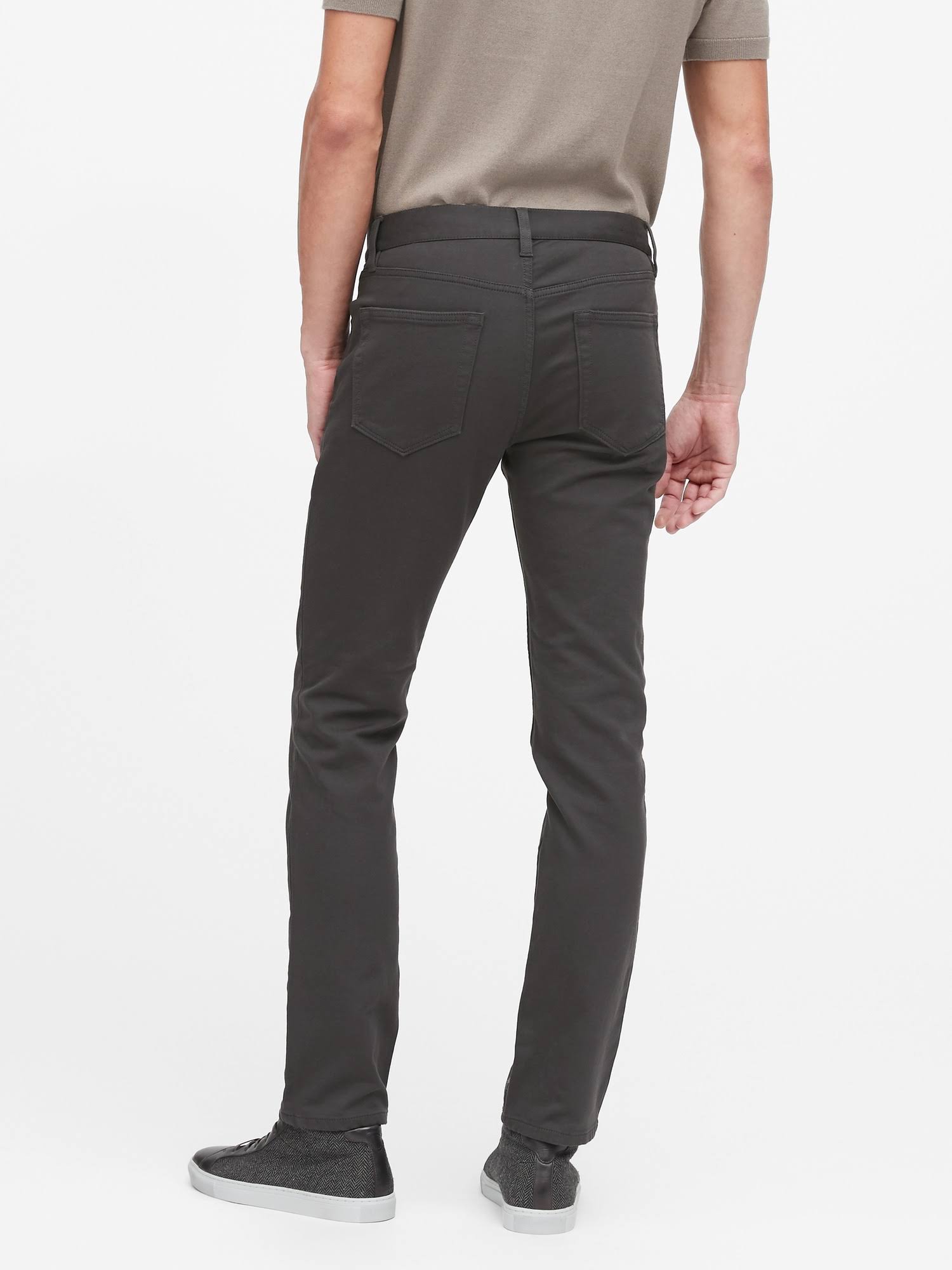 Banana Republic Men's Slim Traveler Pant Asphalt Gray Big and Tall Size 42W 36L