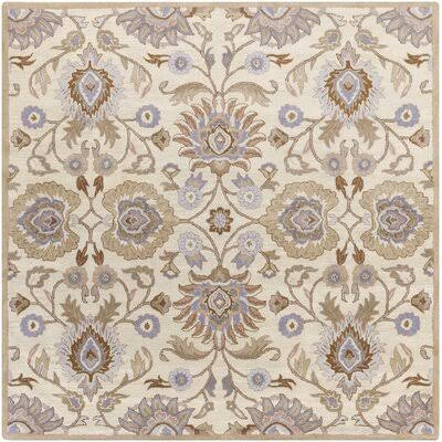 Arden Floral Handmade Tufted Wool Cream Area Rug Birch Lane Rug Size: Square 8&