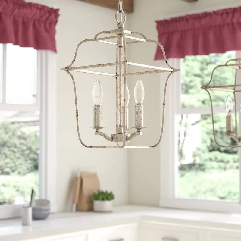 Chloe 3 - Light Lantern Geometric Pendant - Century Silver Leaf