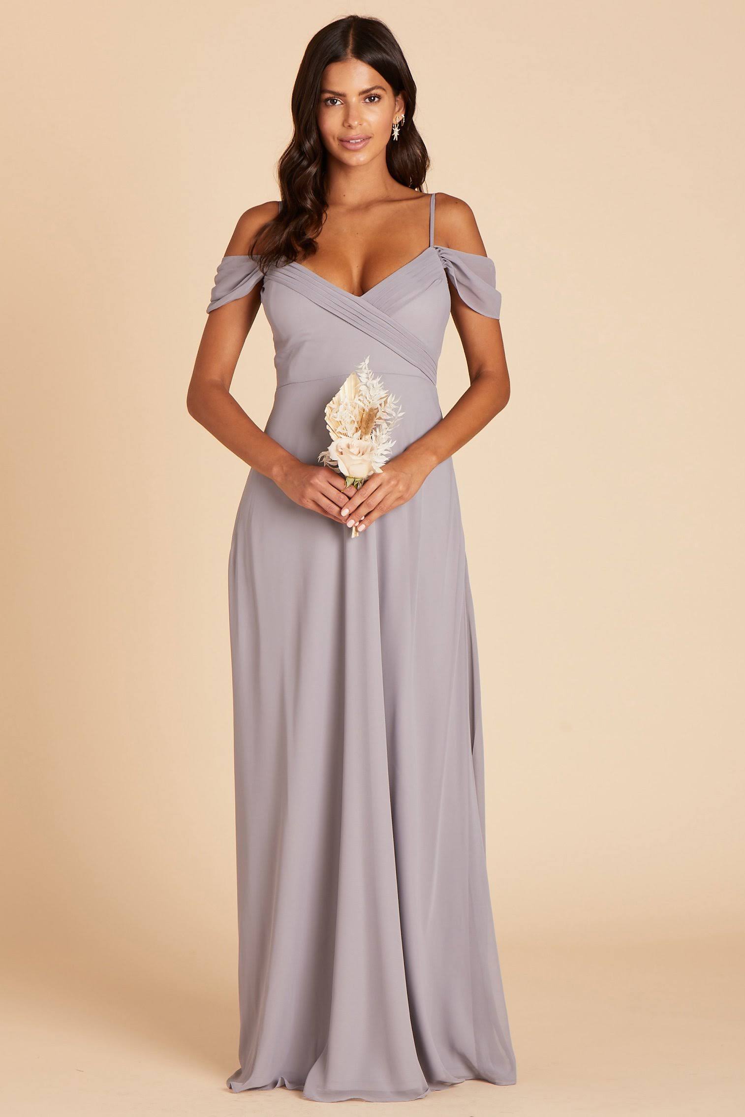 Birdy Grey Spence Convertible Chiffon Bridesmaid Dress in Silver S / Silver