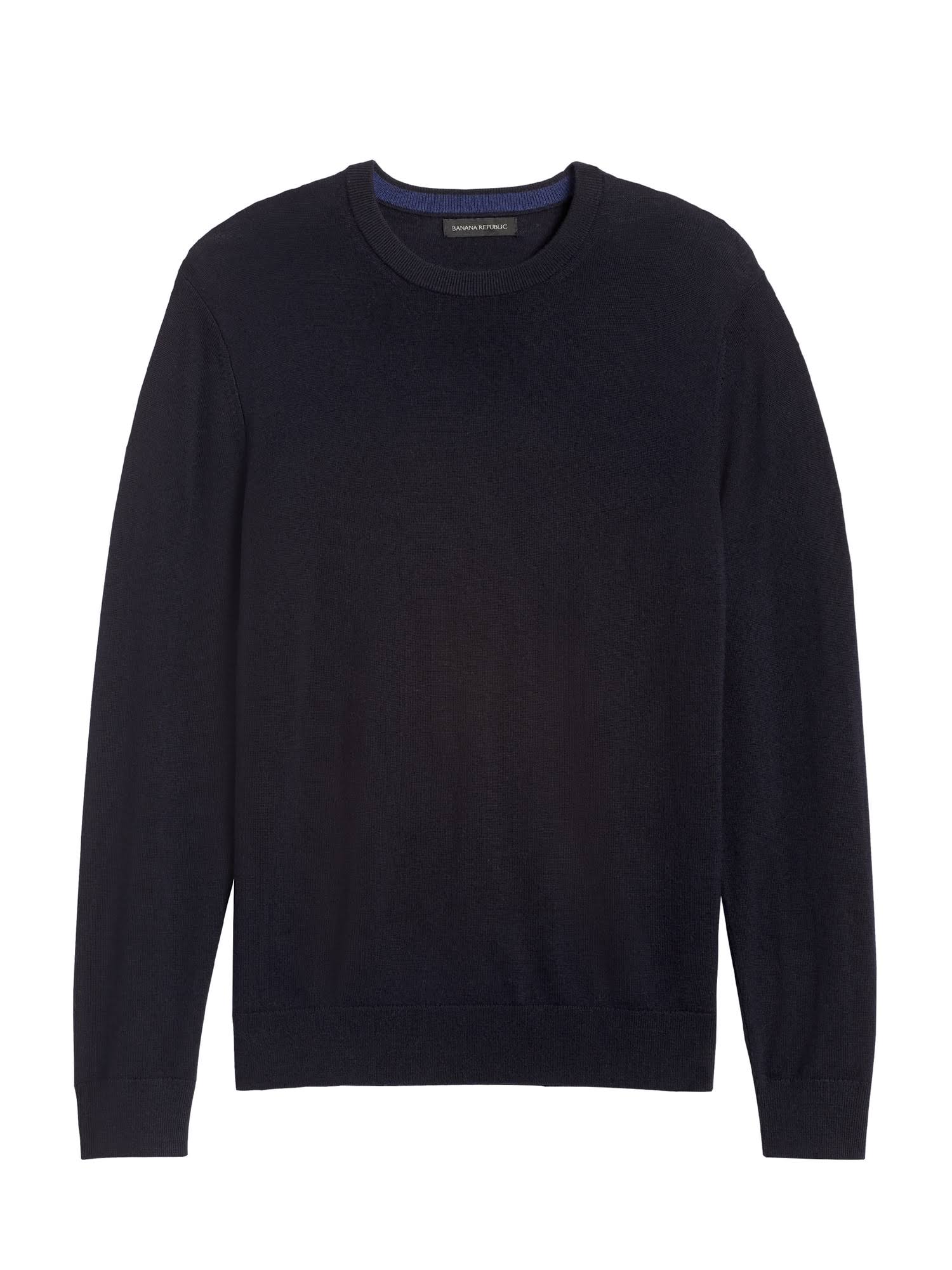 Banana Republic Men's Italian Merino Crew Sweater-neck Sweater Navy Size S