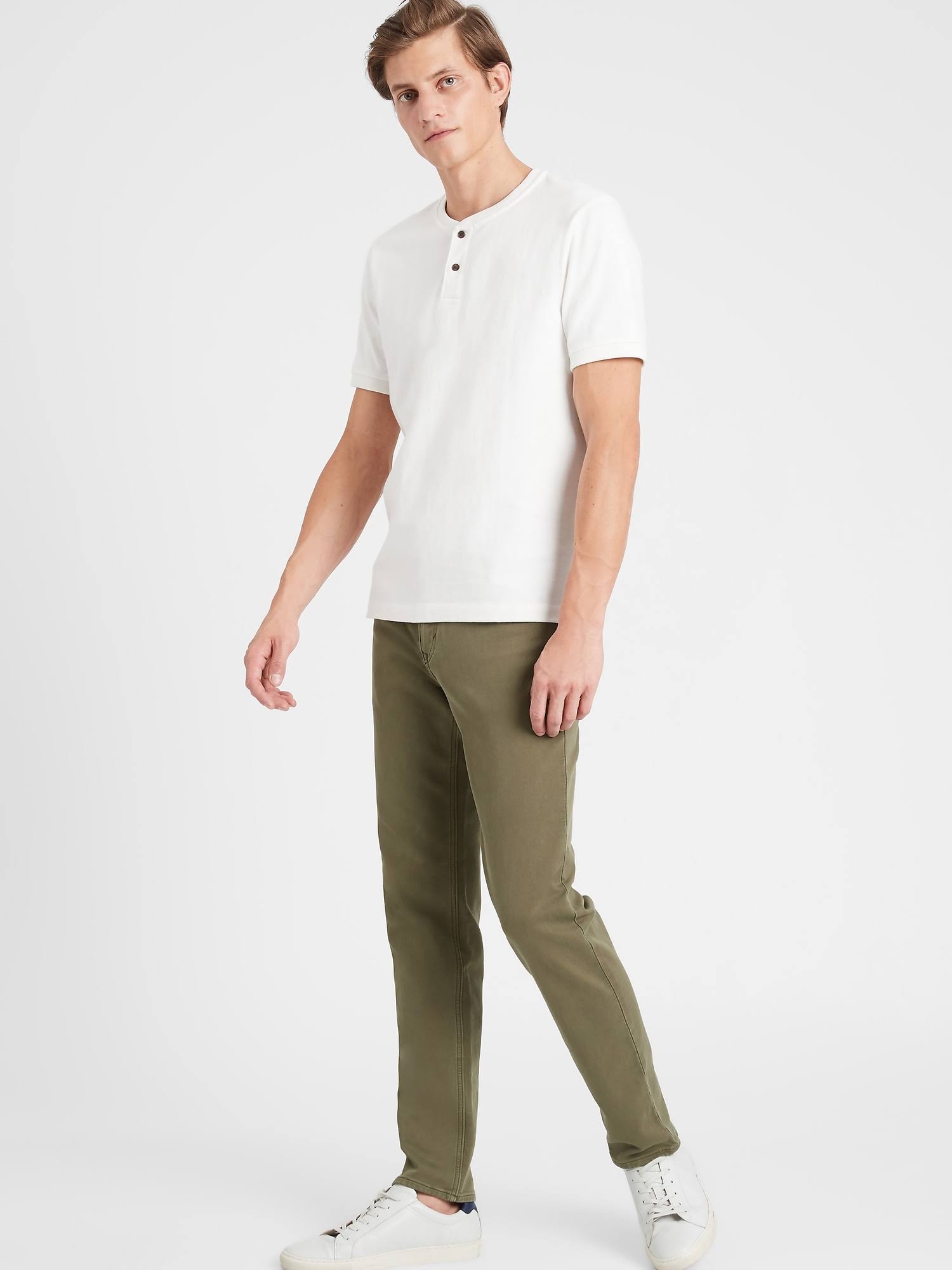 Banana Republic Men's Athletic Tapered Traveler Pant Olive You Green Size 31W 30L