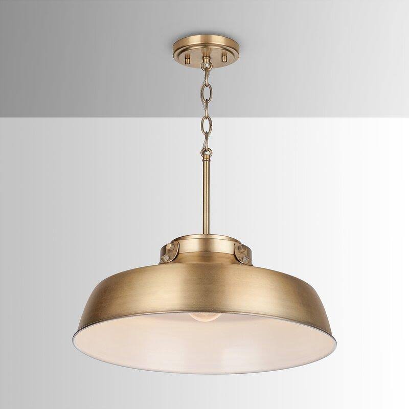 1-Light Single Dome Pendant Aged Brass