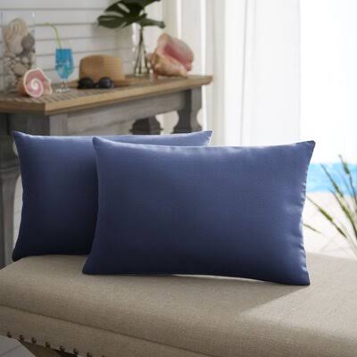 Birch Lane Frierson Indoor / Outdoor Lumbar Pillow Cover & Insert Color: Dark Blue, Size: 12x22 x 18x22